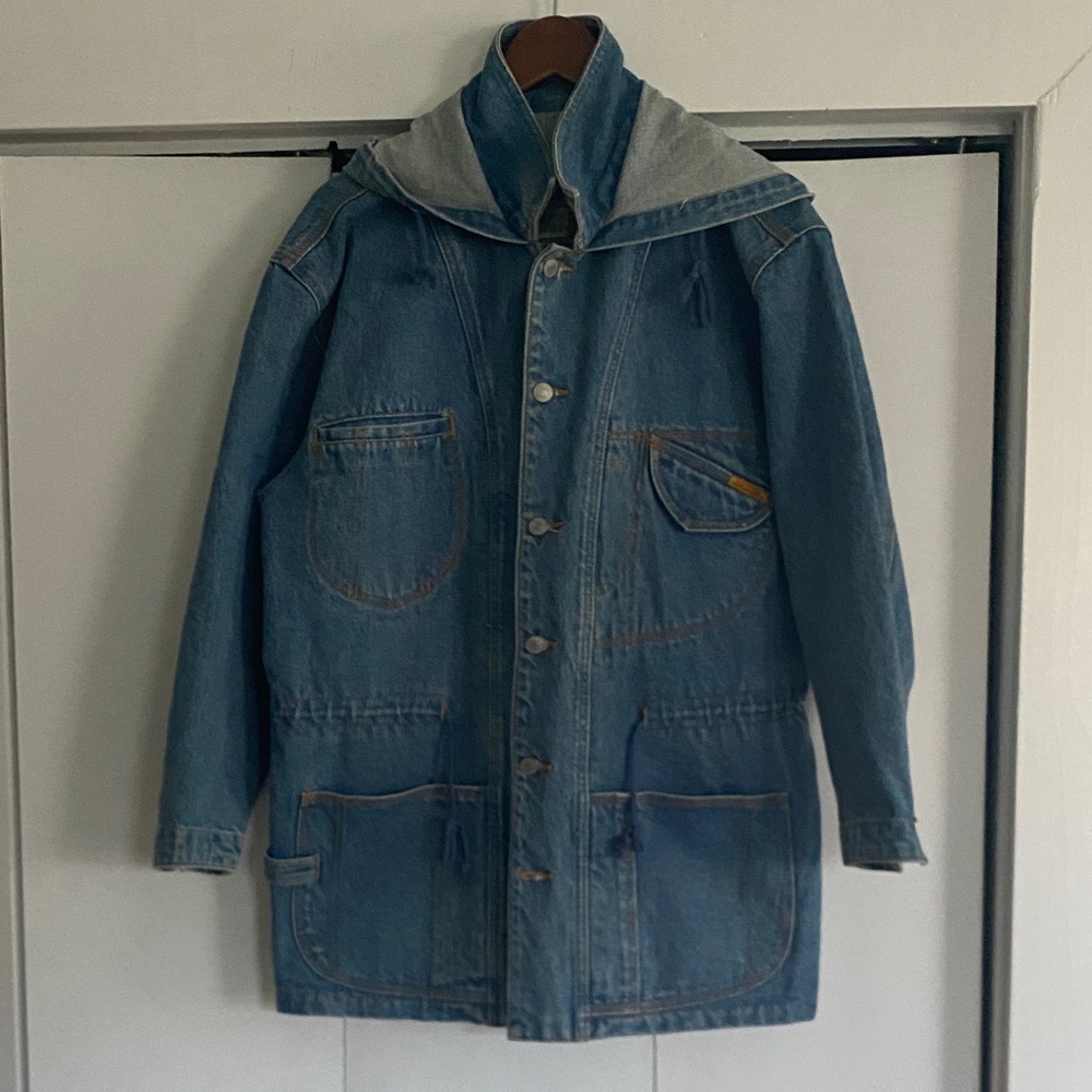 Jordache Two-Tone Blue Denim Jacket with Hood